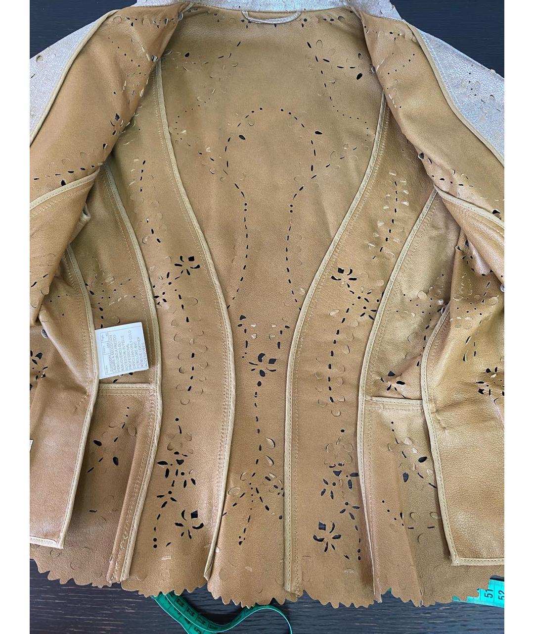 ERMANNO SCERVINO Бежевый кожаный жакет/пиджак, фото 5