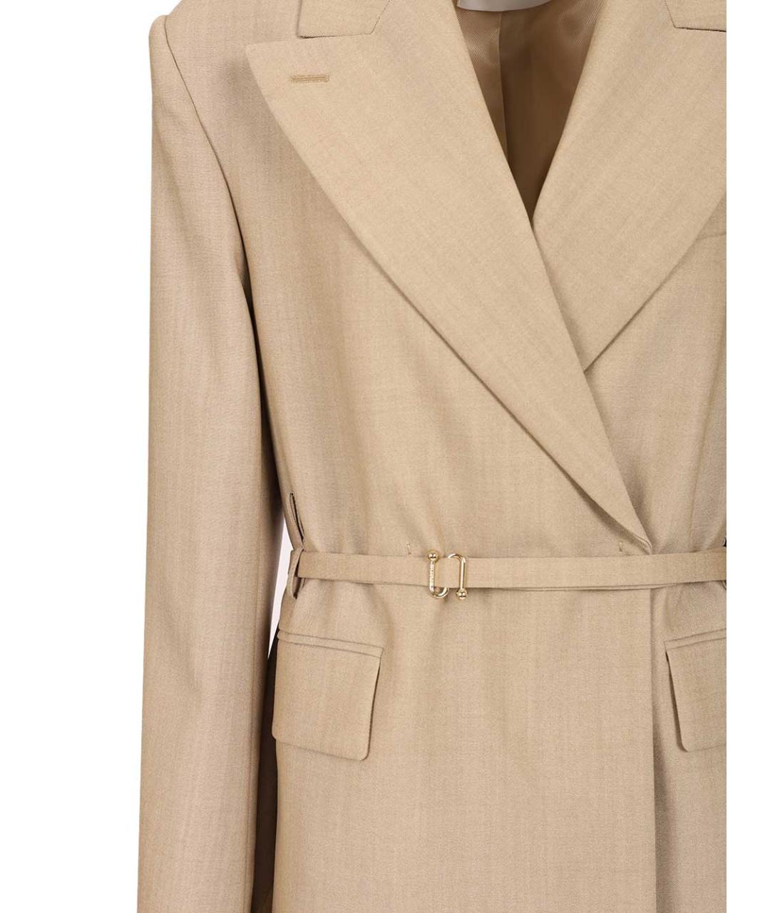 SPORTMAX Бежевый шерстяной жакет/пиджак, фото 4