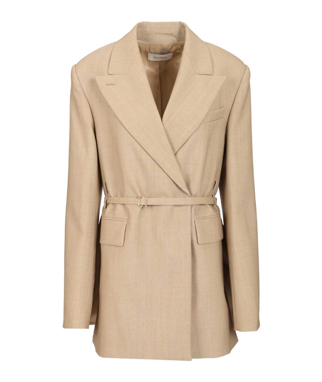 SPORTMAX Бежевый шерстяной жакет/пиджак, фото 1