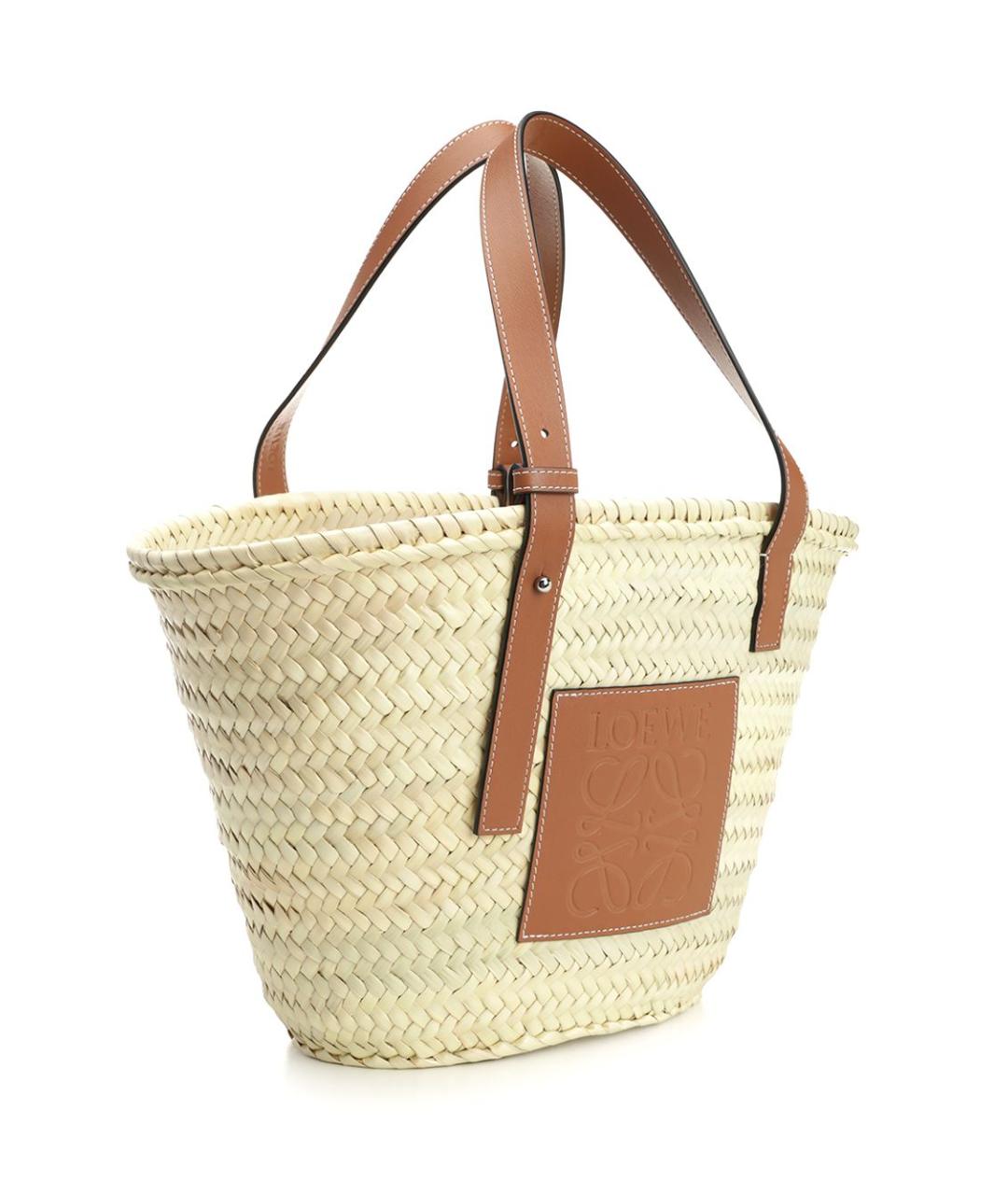 LOEWE Бежевая пелетеная сумка тоут, фото 2