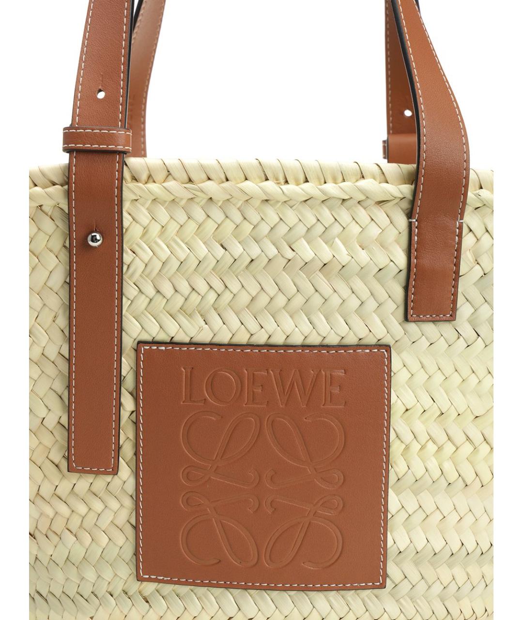 LOEWE Бежевая пелетеная сумка тоут, фото 5