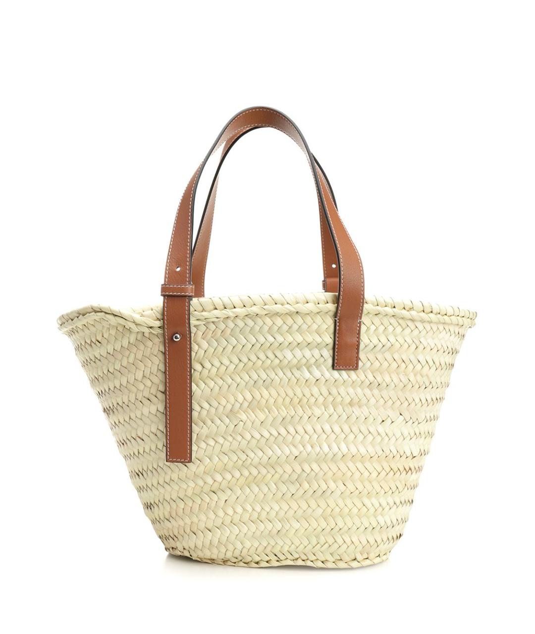 LOEWE Бежевая пелетеная сумка тоут, фото 3