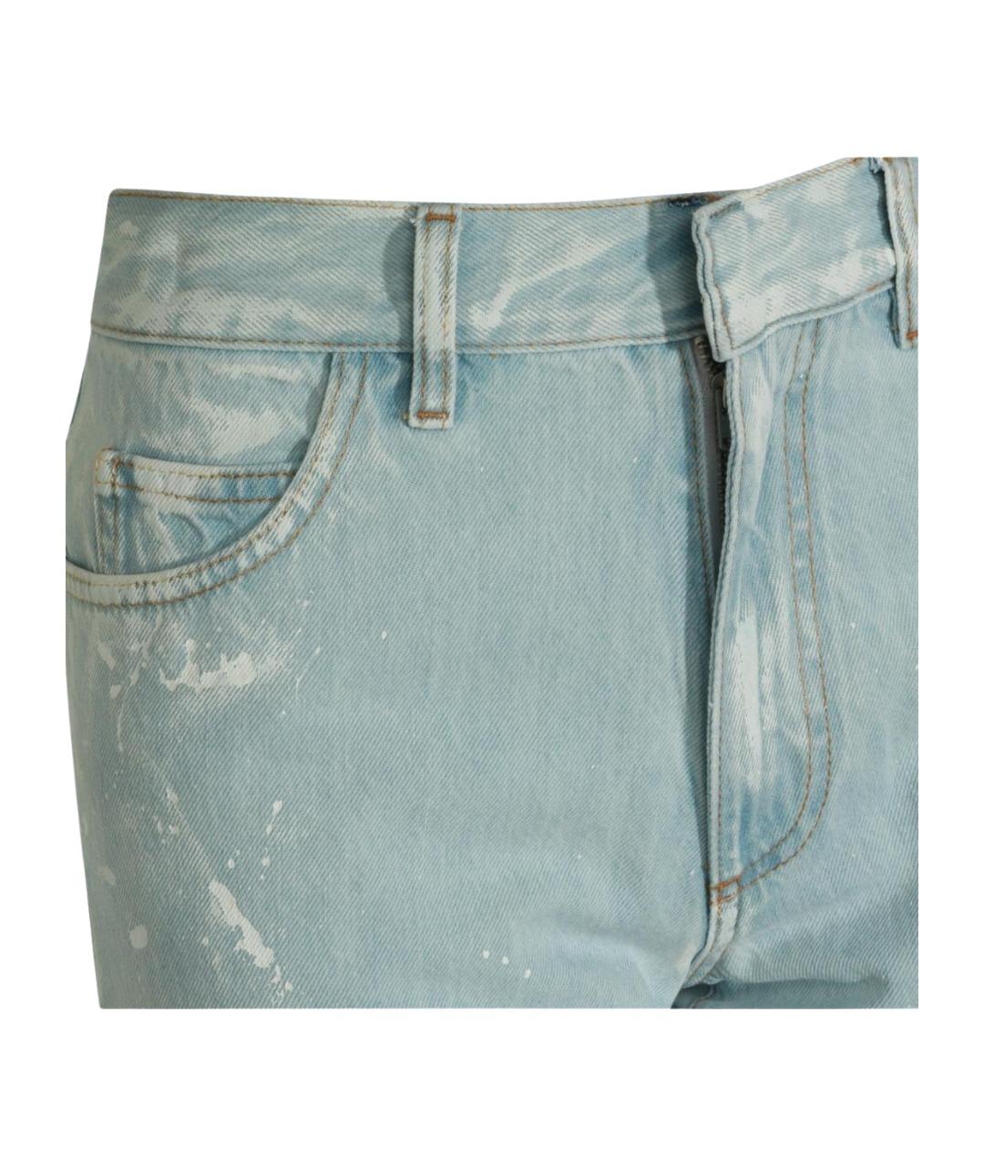 MM6 MAISON MARGIELA Голубые хлопковые прямые джинсы, фото 3