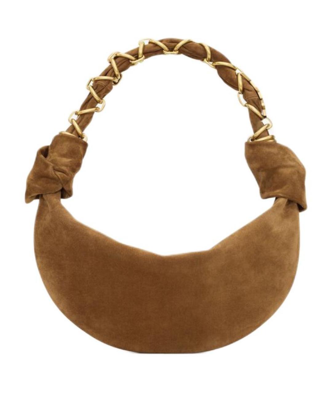 SAINT LAURENT Коричневая замшевая сумка через плечо, фото 4