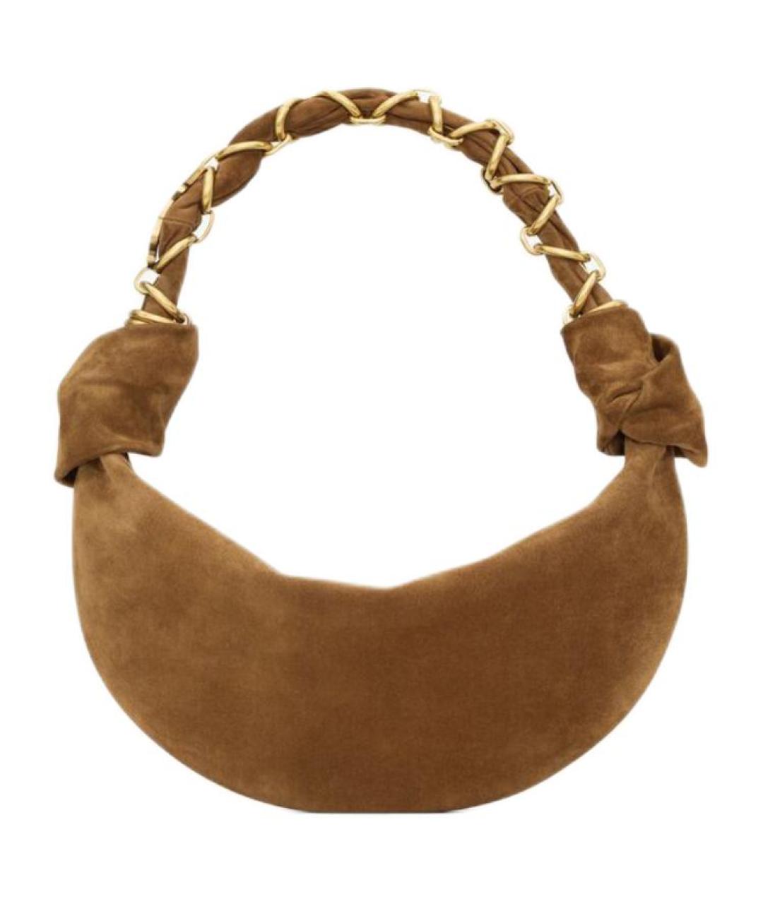 SAINT LAURENT Коричневая замшевая сумка через плечо, фото 1