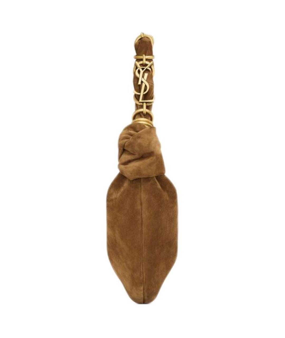 SAINT LAURENT Коричневая замшевая сумка через плечо, фото 3