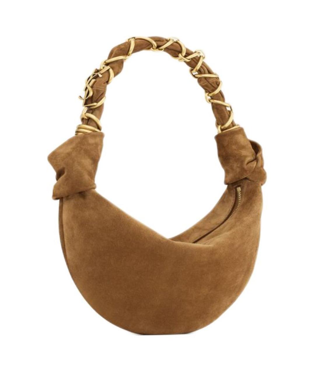 SAINT LAURENT Коричневая замшевая сумка через плечо, фото 2