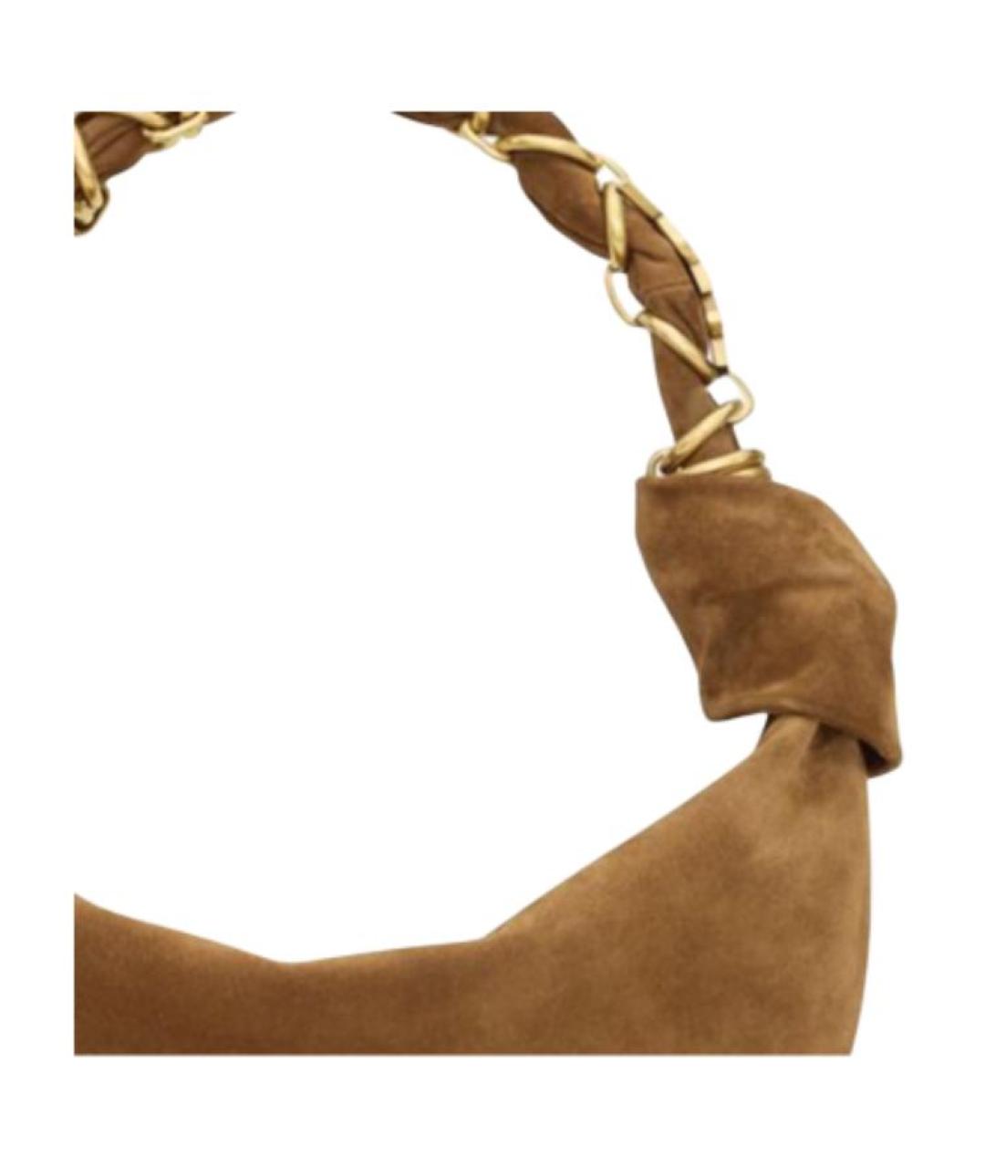 SAINT LAURENT Коричневая замшевая сумка через плечо, фото 5