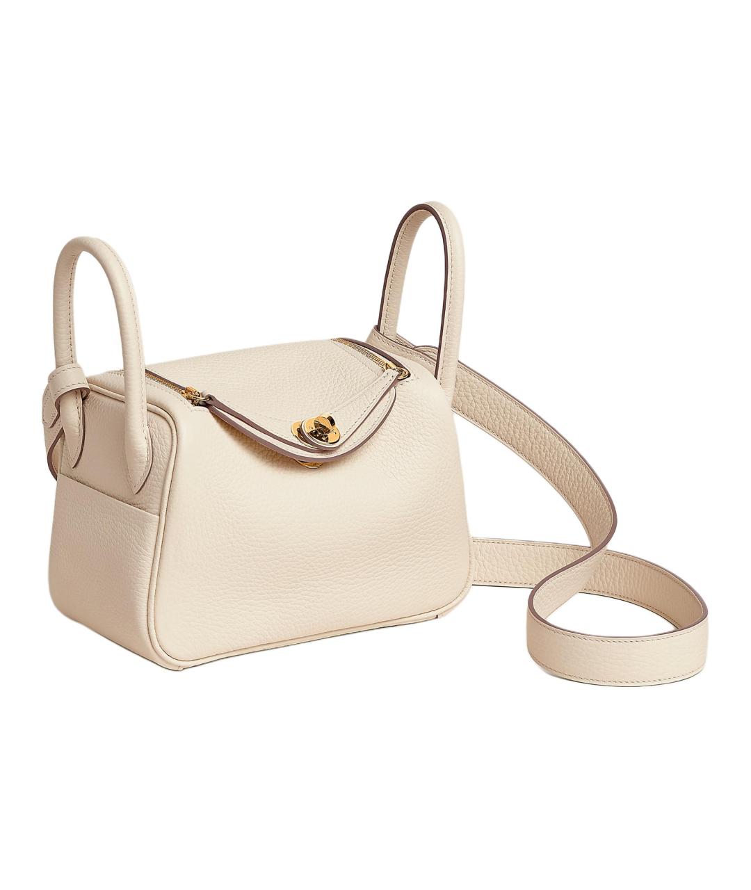 HERMES Бежевая кожаная сумка через плечо, фото 2