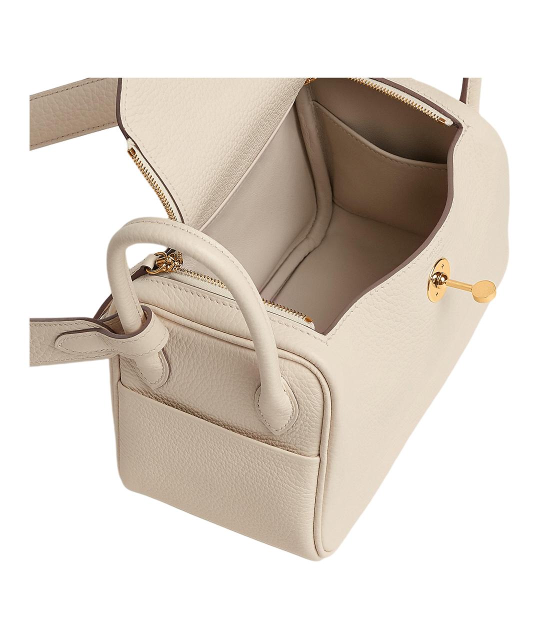 HERMES Бежевая кожаная сумка через плечо, фото 4