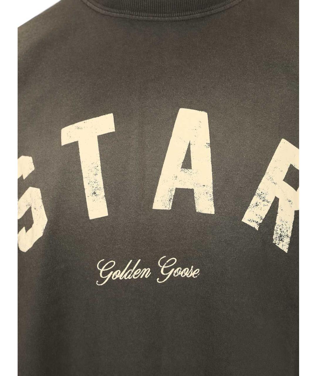 GOLDEN GOOSE DELUXE BRAND Черная хлопковая футболка, фото 3