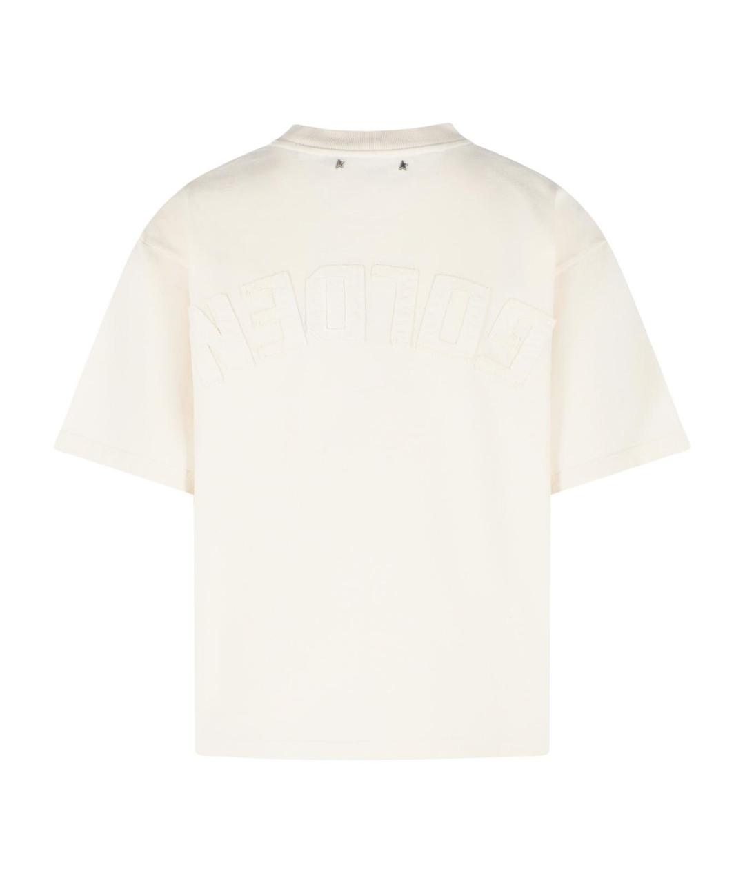 GOLDEN GOOSE DELUXE BRAND Бежевая хлопковая футболка, фото 3