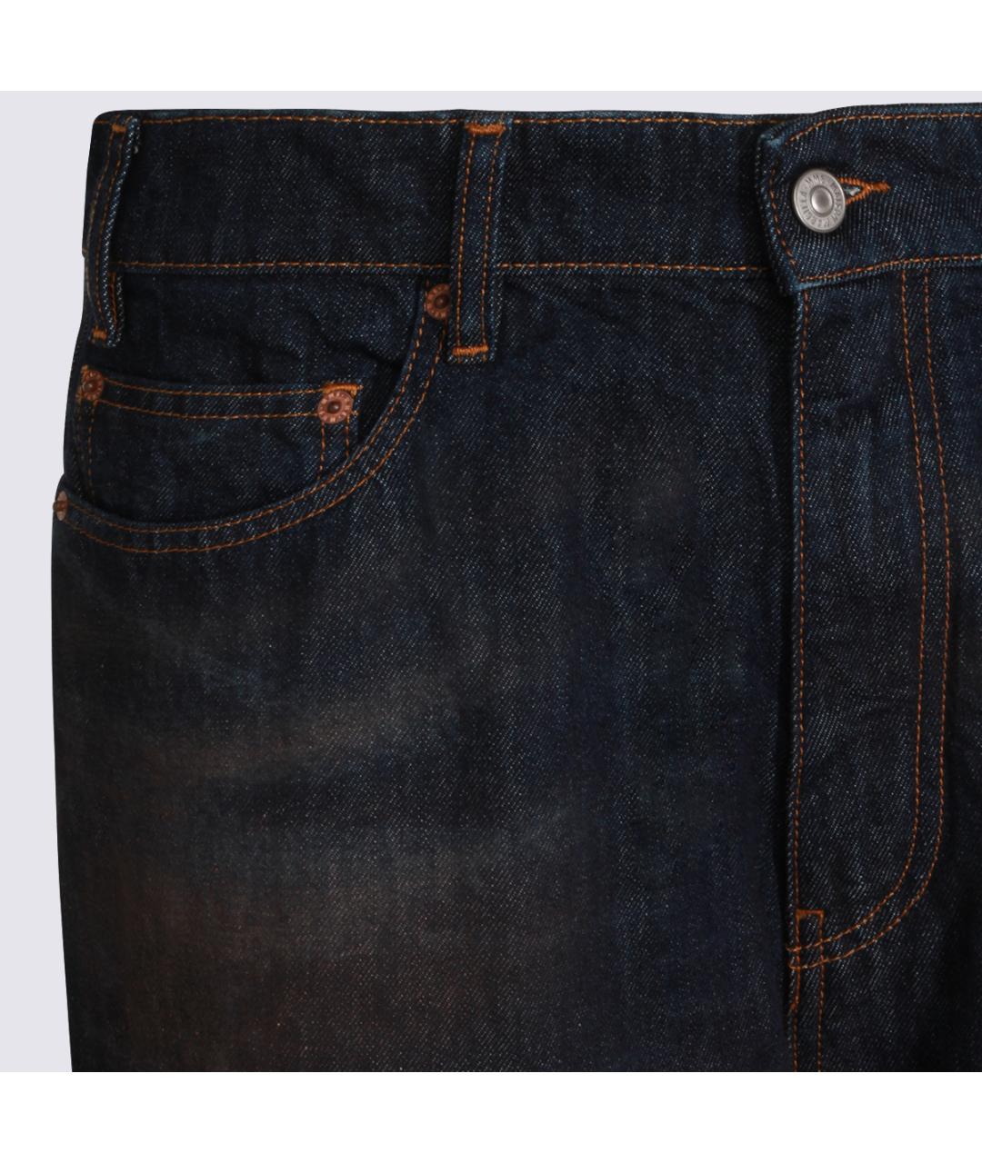 MM6 MAISON MARGIELA Синие хлопковые прямые джинсы, фото 3