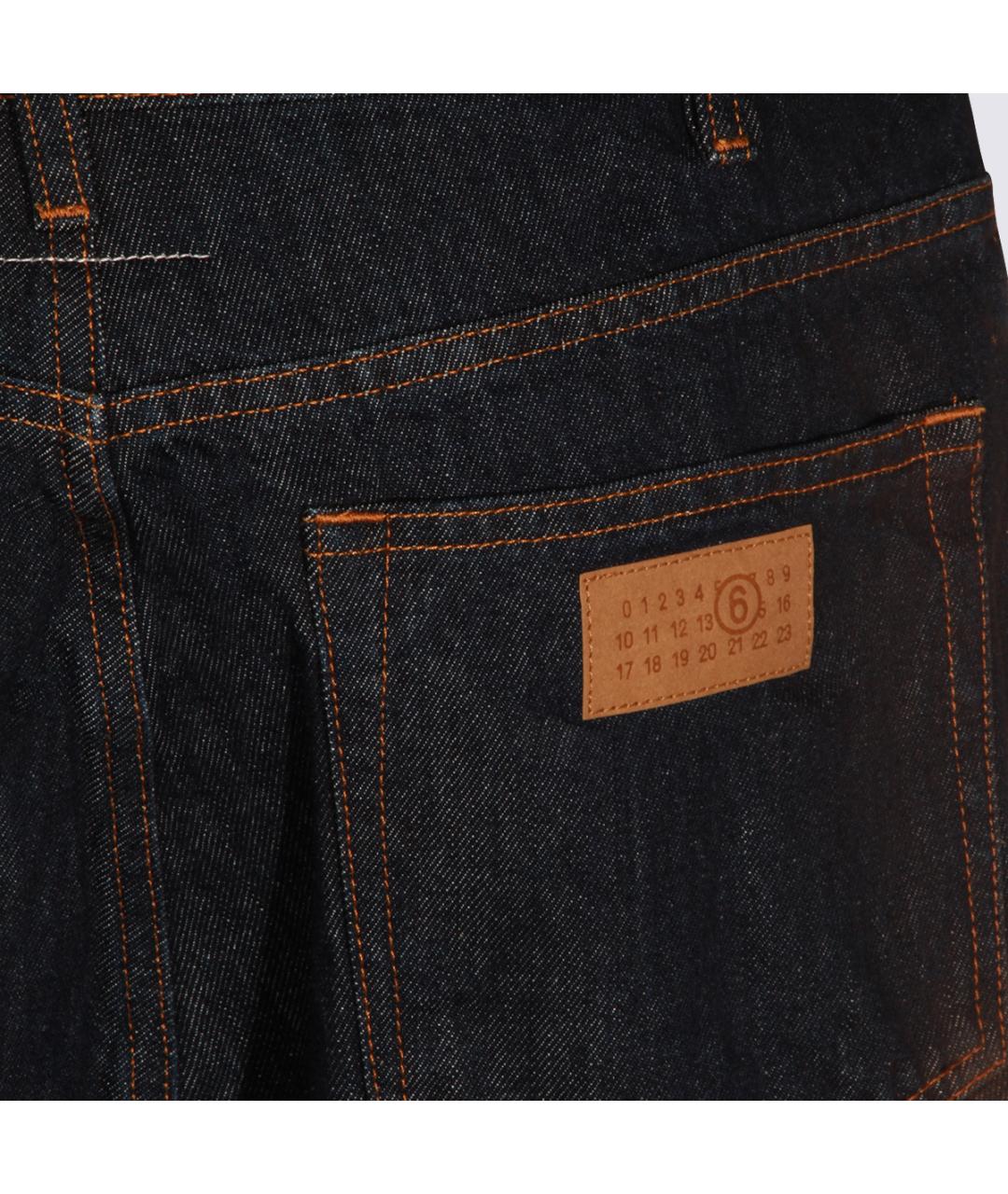 MM6 MAISON MARGIELA Синие хлопковые прямые джинсы, фото 5