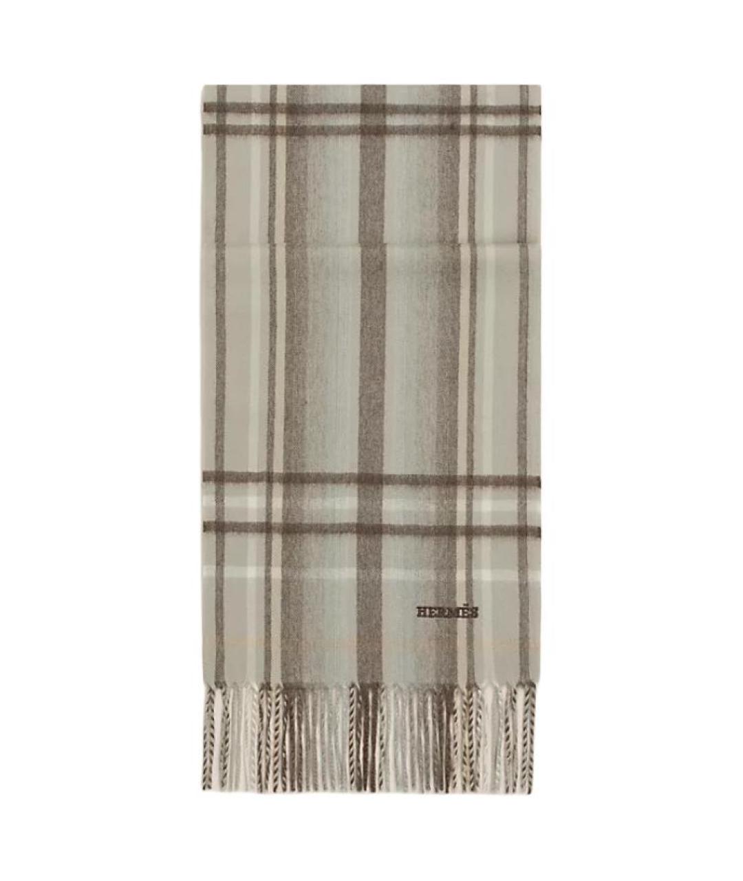 HERMES Коричневый кашемировый шарф, фото 1