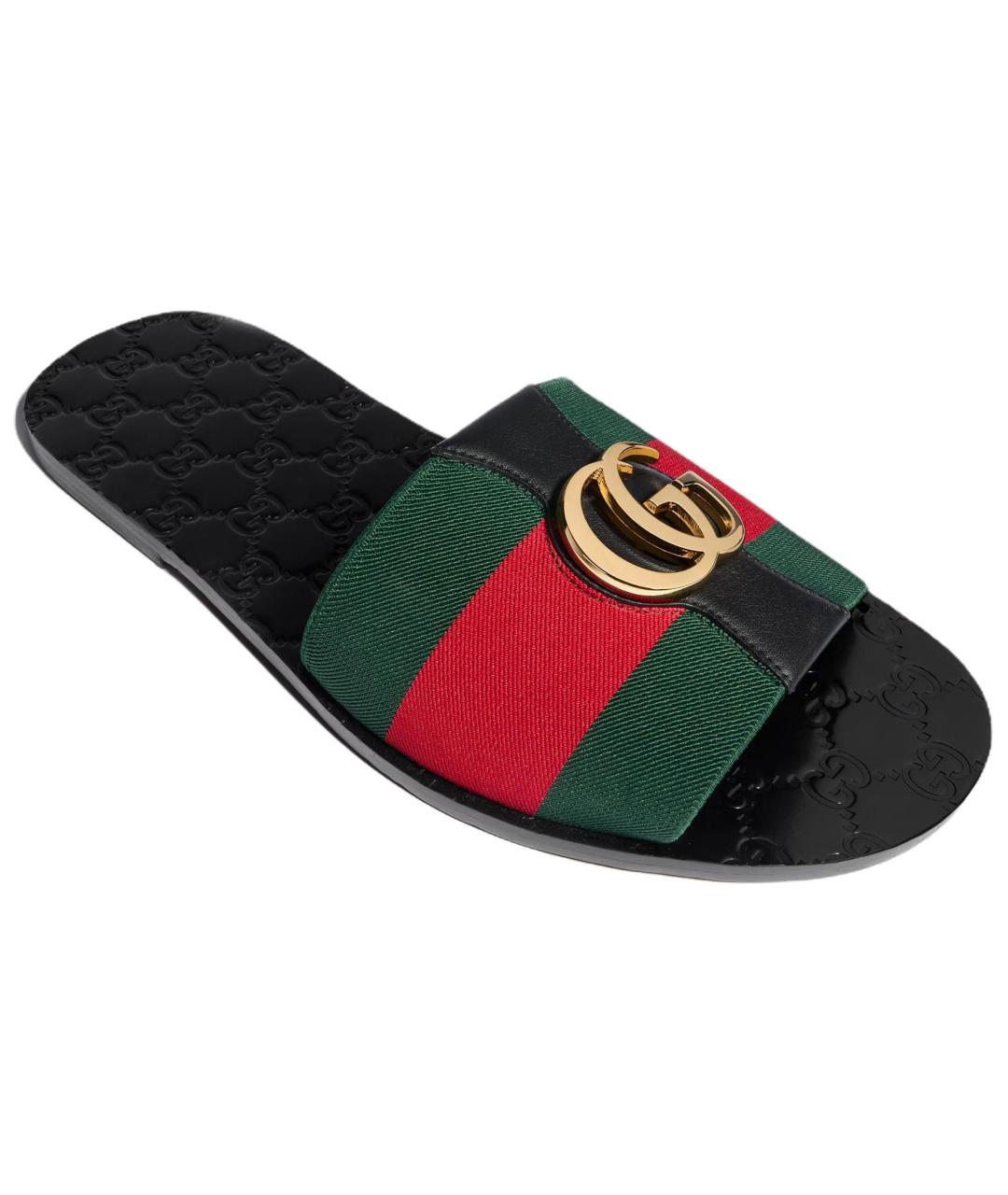 GUCCI Черные кожаные шлепанцы, фото 3