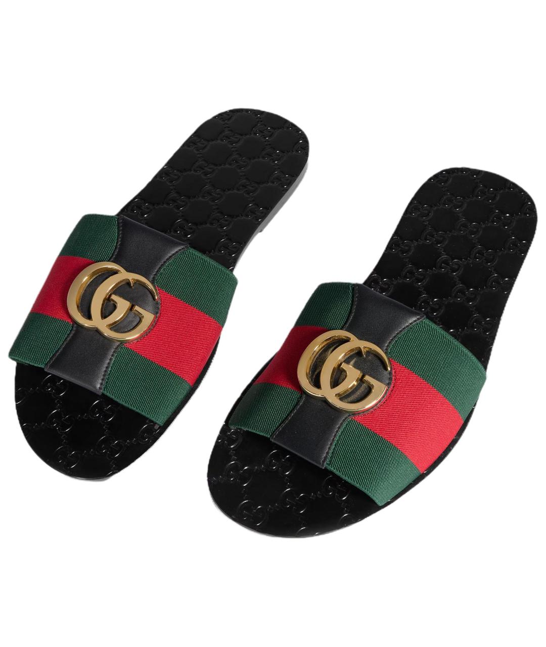 GUCCI Черные кожаные шлепанцы, фото 4