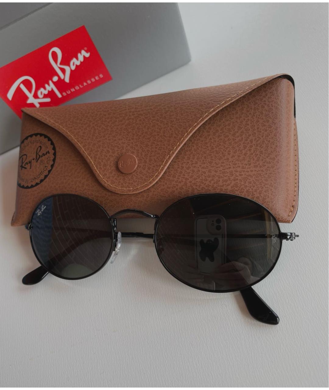 RAY BAN Черные металлические солнцезащитные очки, фото 3