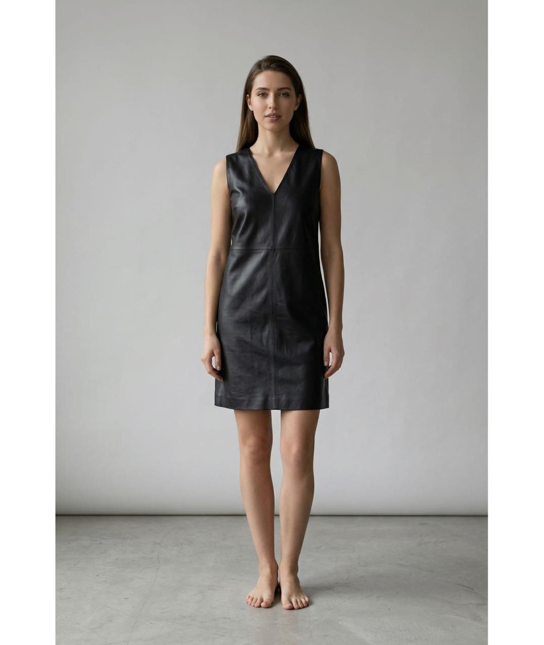 WEEKEND MAX MARA Черное кожаное платье, фото 3