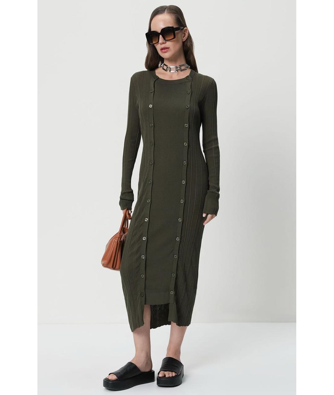 DIESEL Хаки хлопковое платье, фото 5