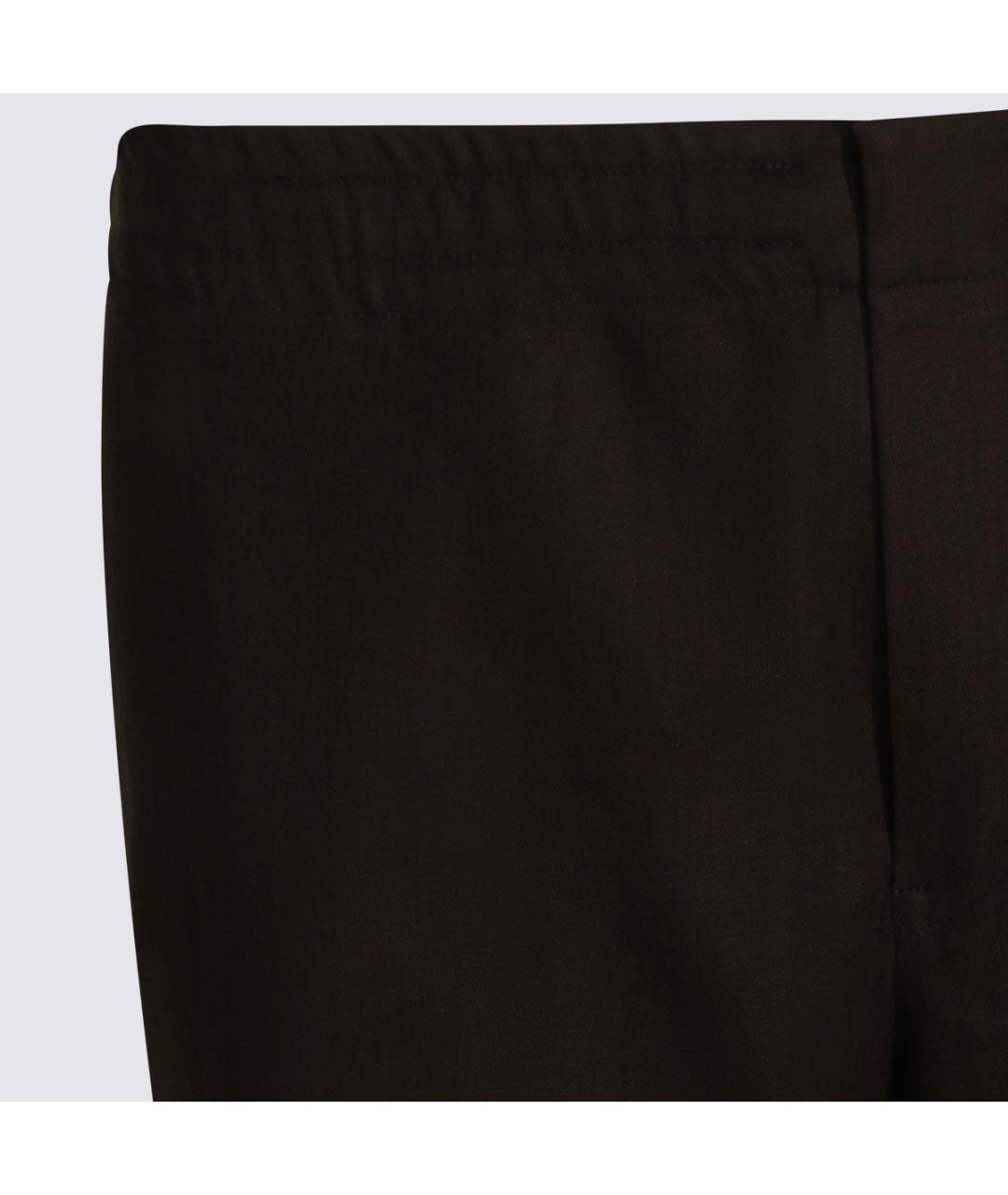 ZEGNA Коричневые льняные шорты, фото 3