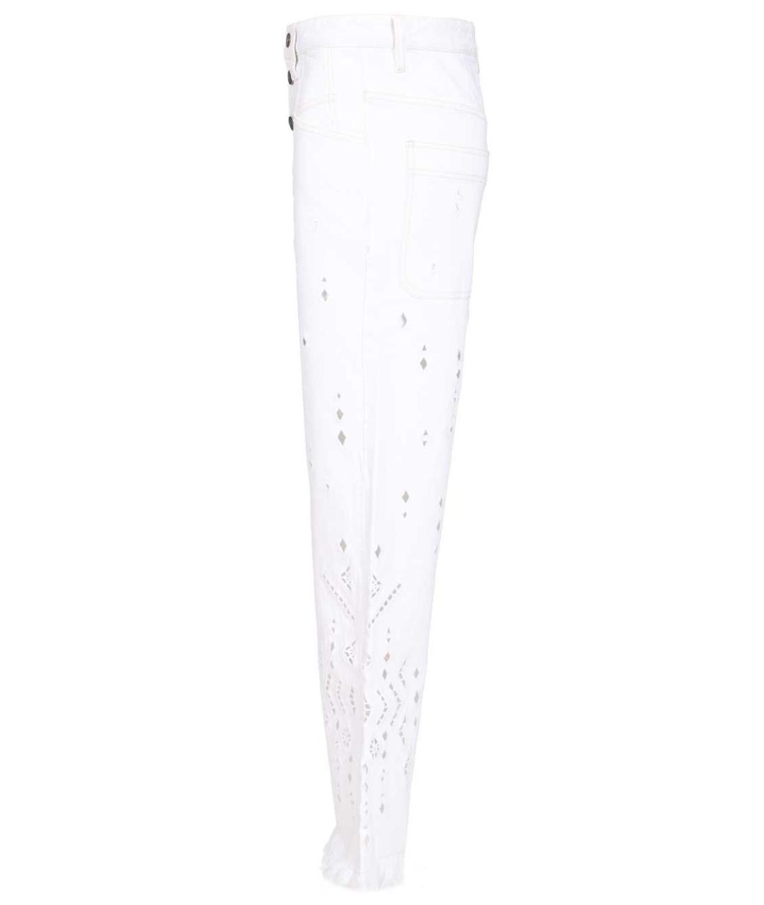 ISABEL MARANT Белые хлопковые прямые брюки, фото 3