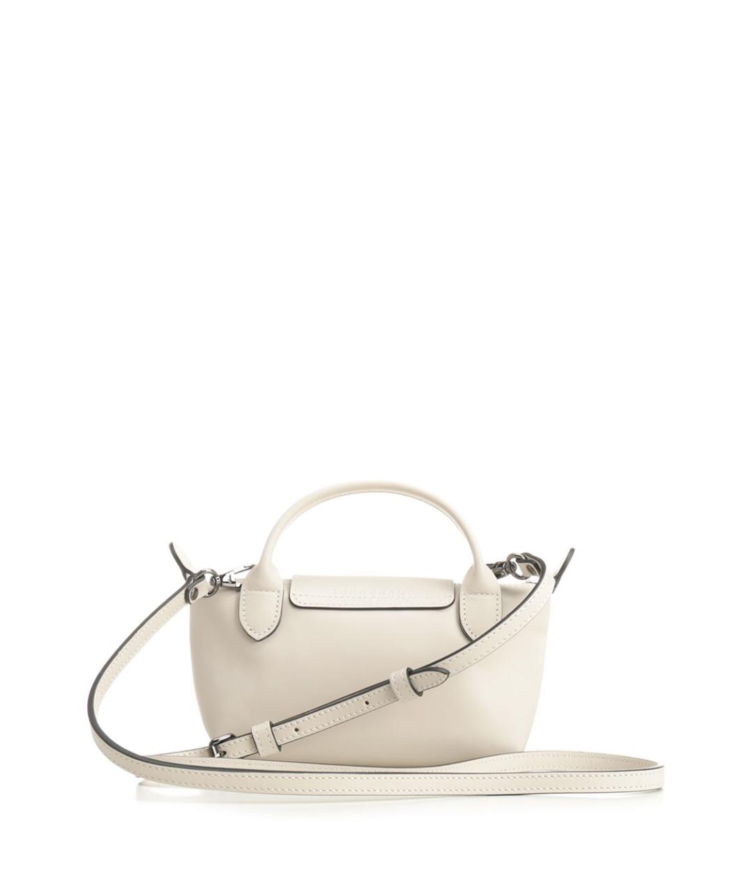 LONGCHAMP Белая кожаная сумка с короткими ручками, фото 3