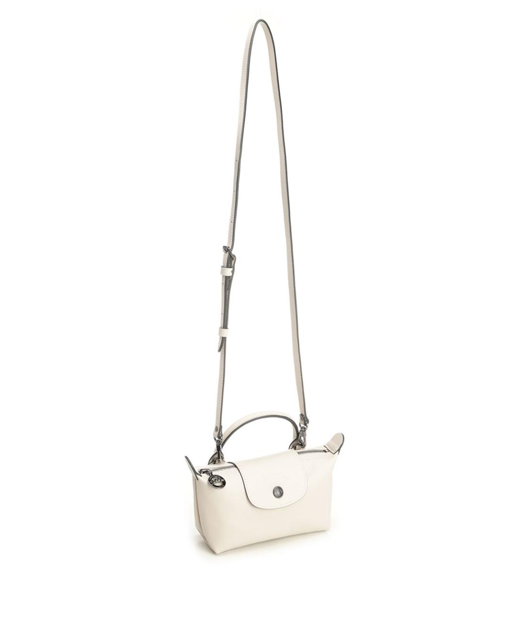 LONGCHAMP Белая кожаная сумка с короткими ручками, фото 5