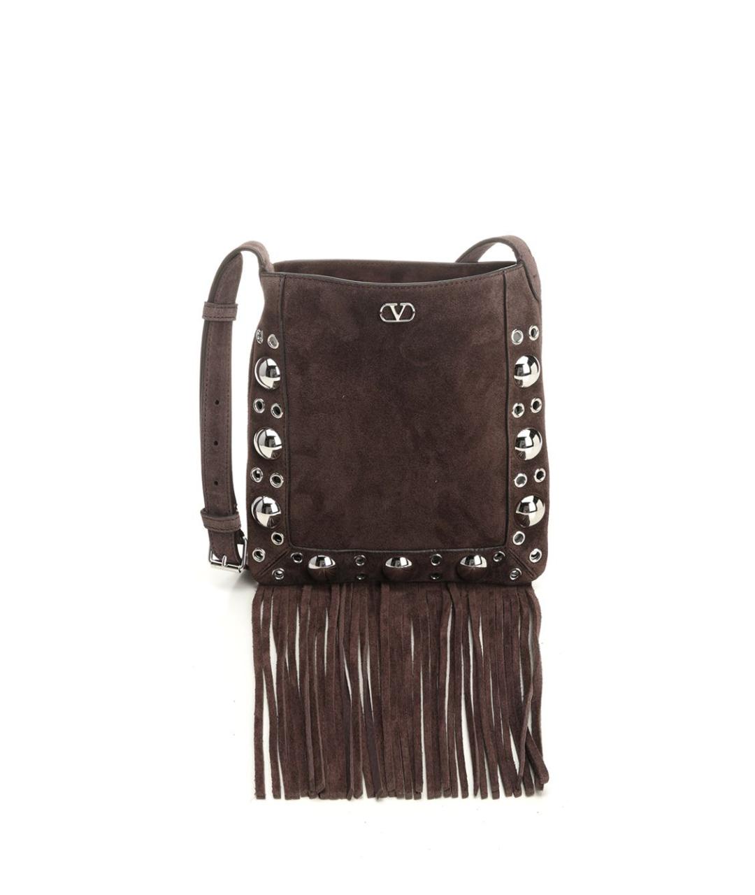VALENTINO Коричневая замшевая сумка через плечо, фото 1