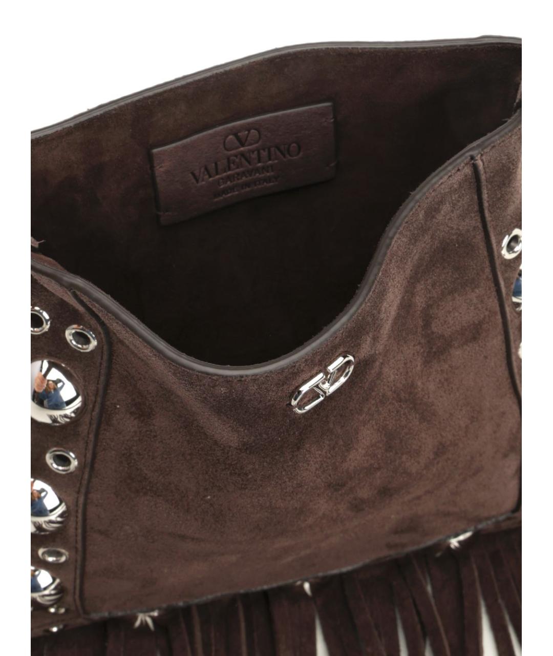 VALENTINO Коричневая замшевая сумка через плечо, фото 4