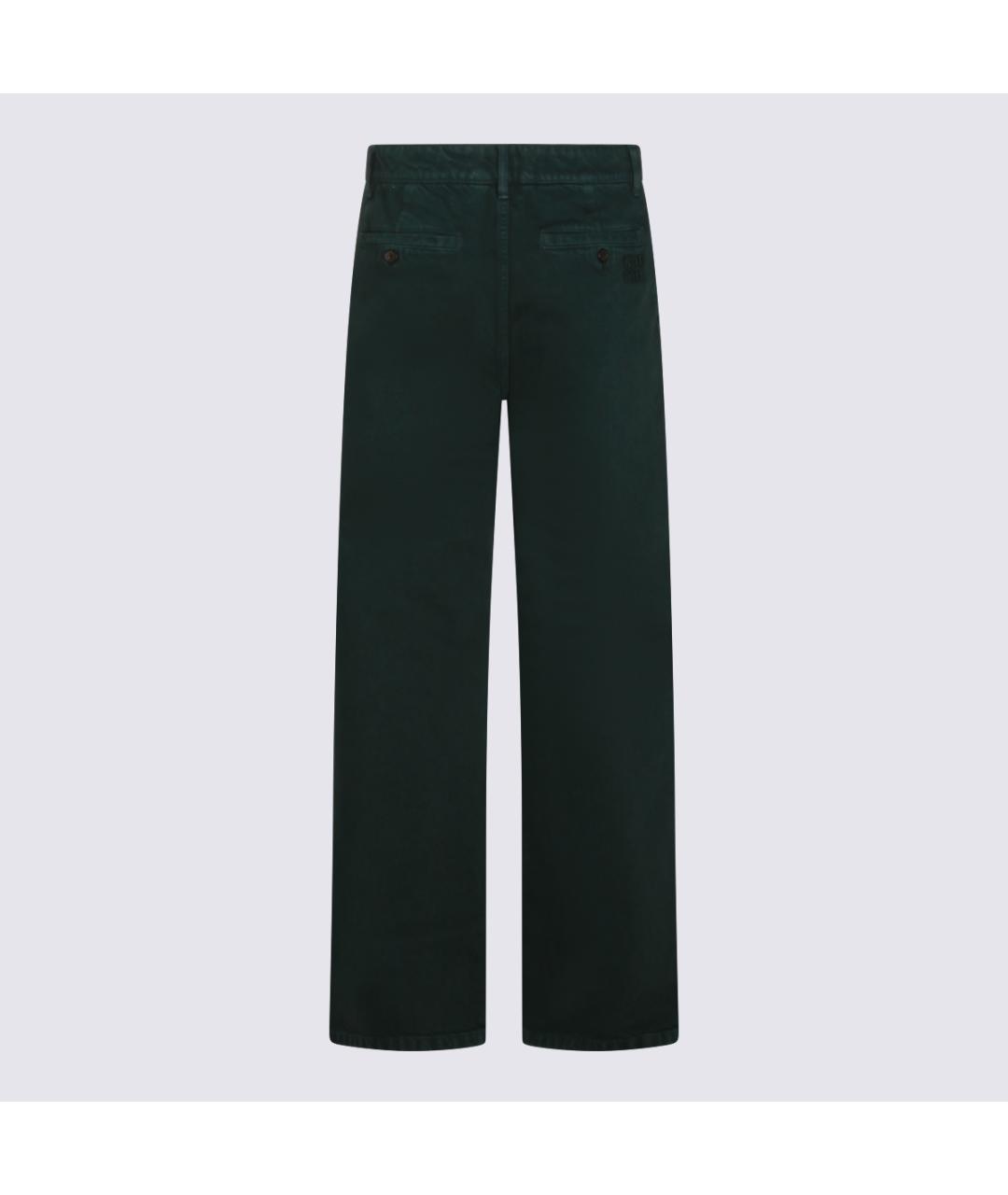 MIU MIU Зеленые хлопковые прямые брюки, фото 2