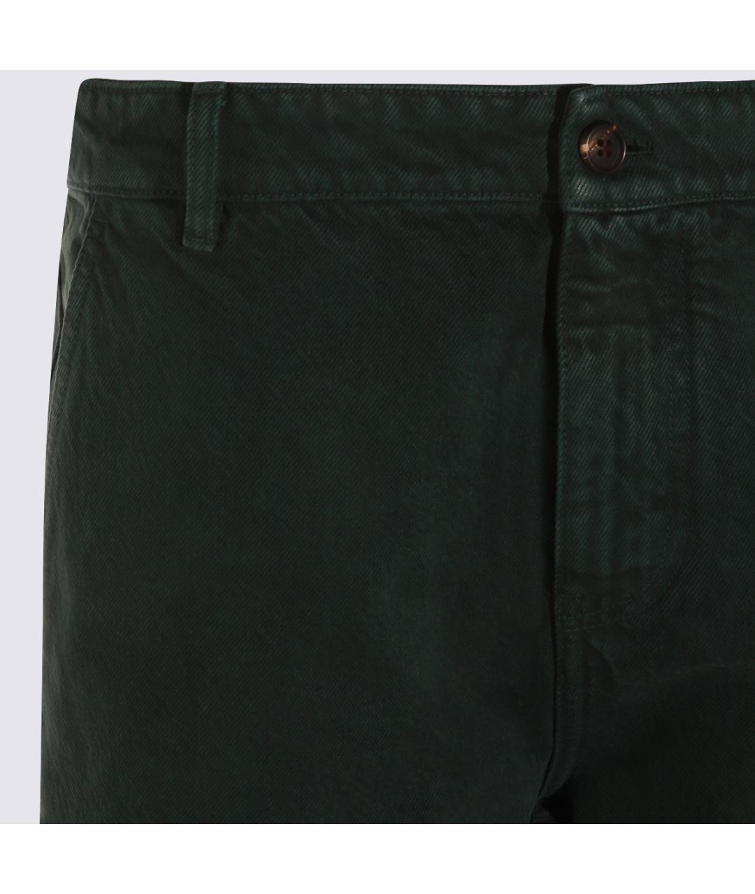 MIU MIU Зеленые хлопковые прямые брюки, фото 3