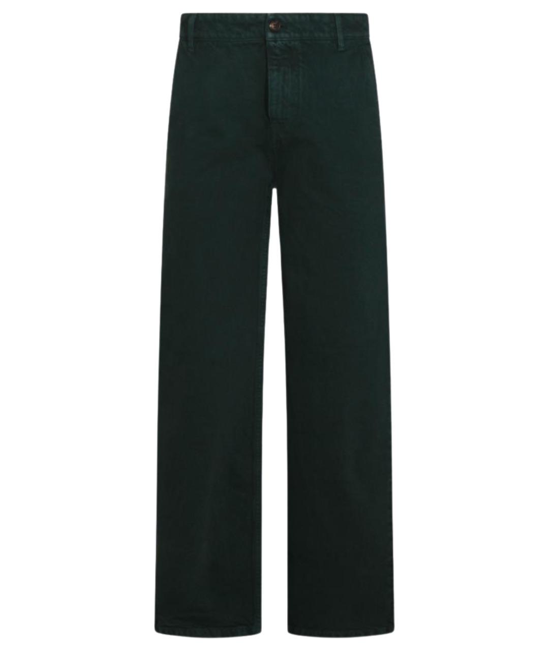 MIU MIU Зеленые хлопковые прямые брюки, фото 1