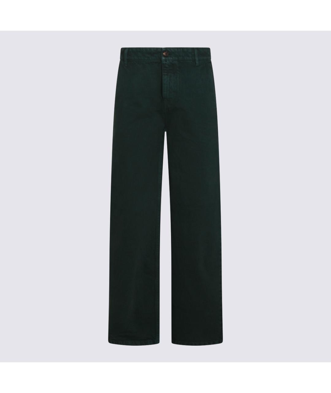 MIU MIU Зеленые хлопковые прямые брюки, фото 5