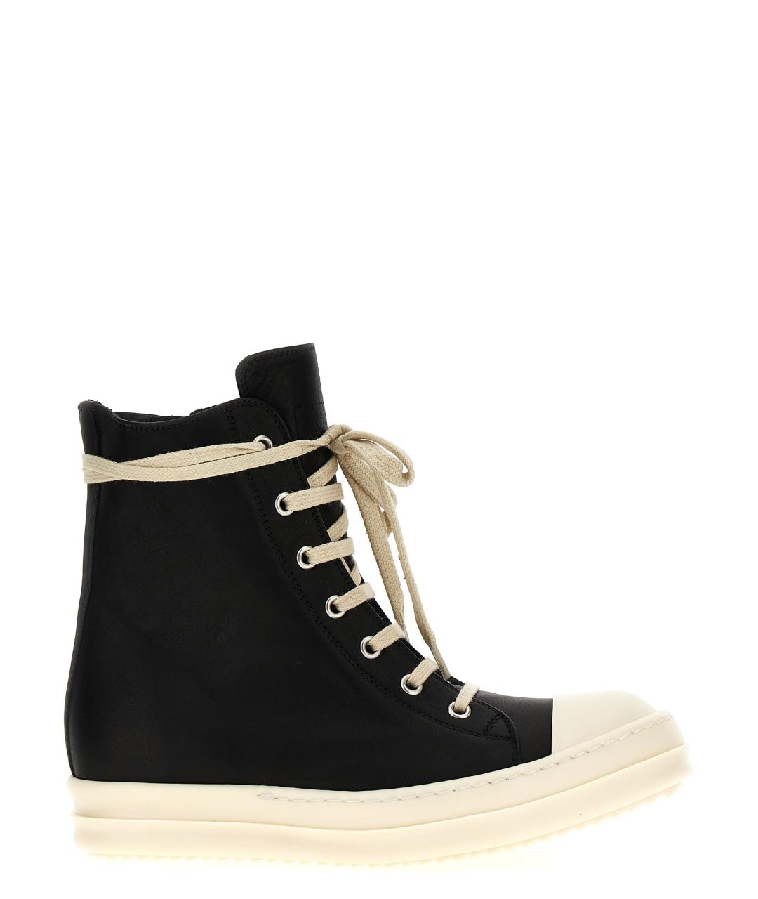 RICK OWENS Черные кожаные кеды, фото 1