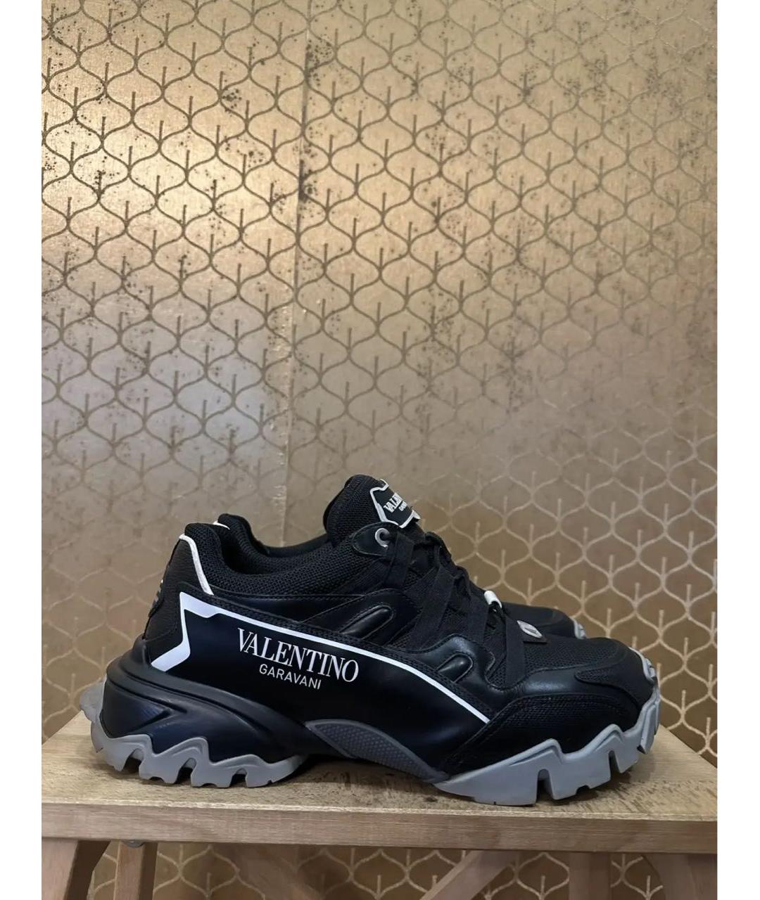 VALENTINO Черные кожаные низкие кроссовки / кеды, фото 5