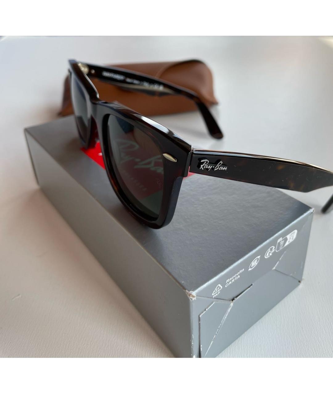 RAY BAN Коричневые пластиковые солнцезащитные очки, фото 3