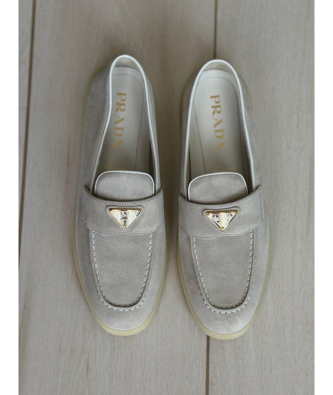 PRADA Бежевые замшевые лоферы, фото 3