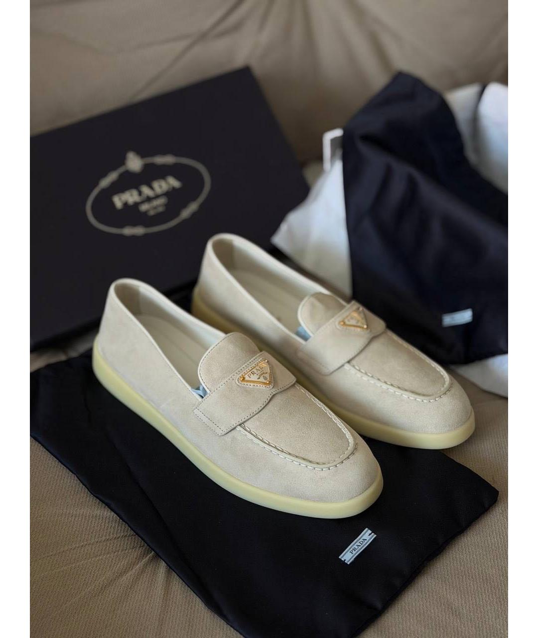 PRADA Бежевые замшевые лоферы, фото 6