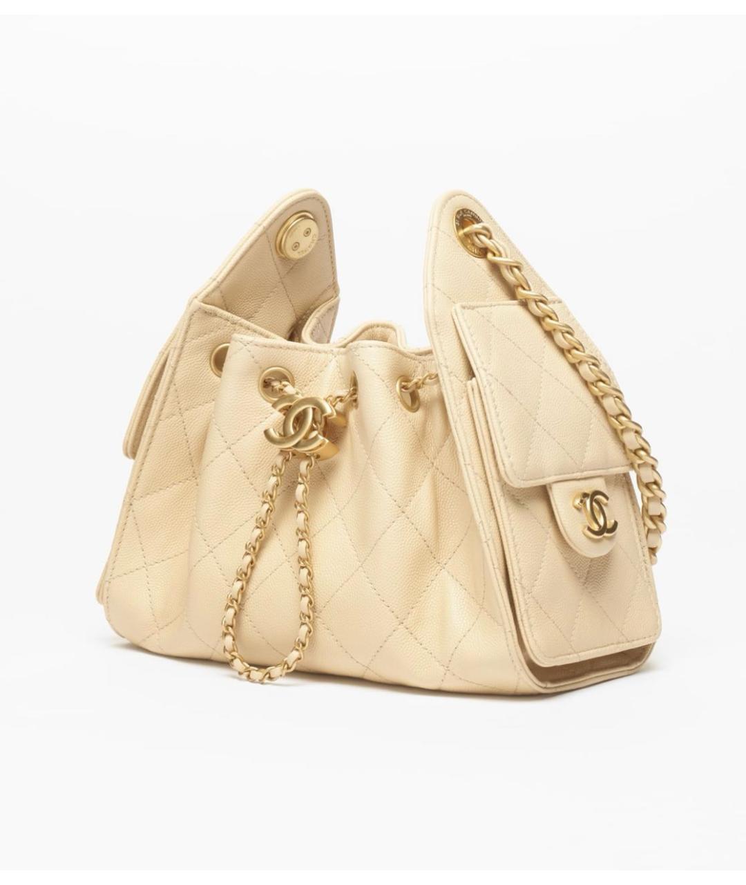 CHANEL Бежевая кожаная сумка через плечо, фото 2