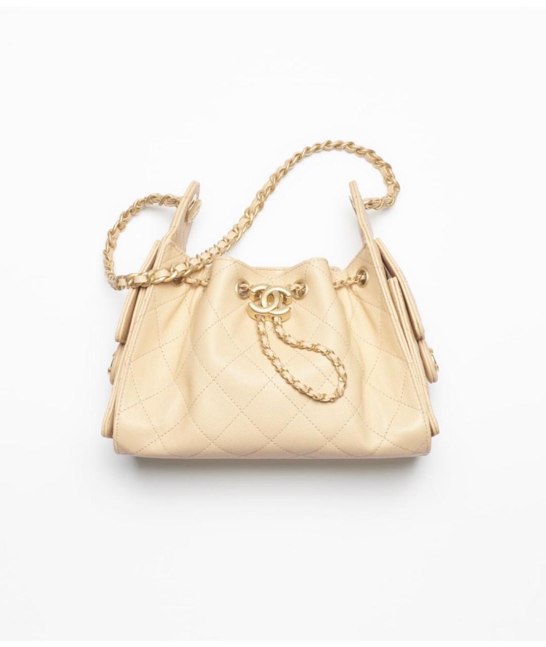 CHANEL Бежевая кожаная сумка через плечо, фото 6