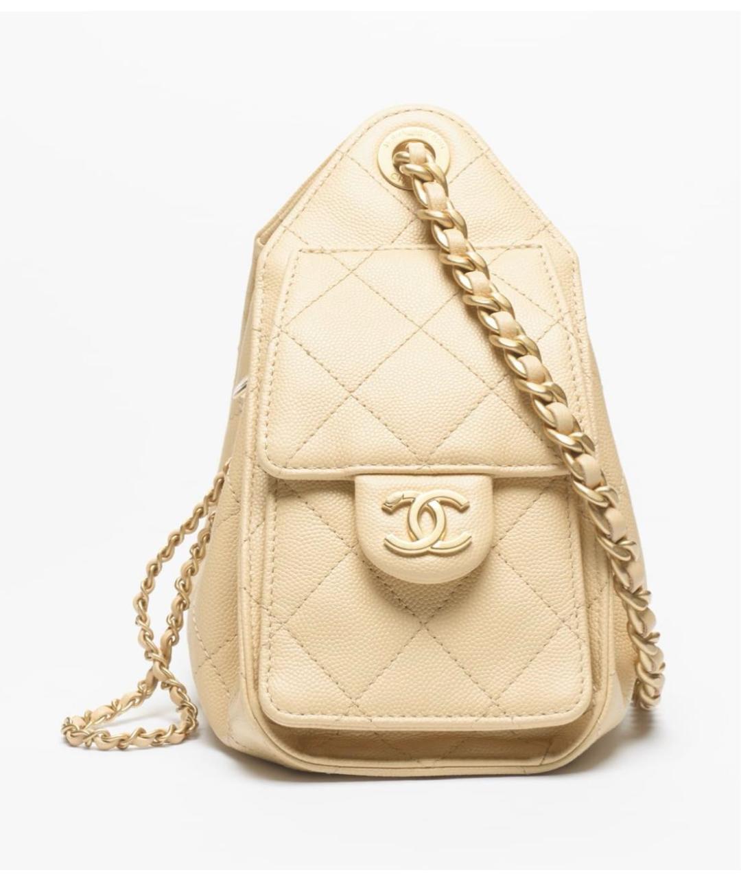 CHANEL Бежевая кожаная сумка через плечо, фото 4