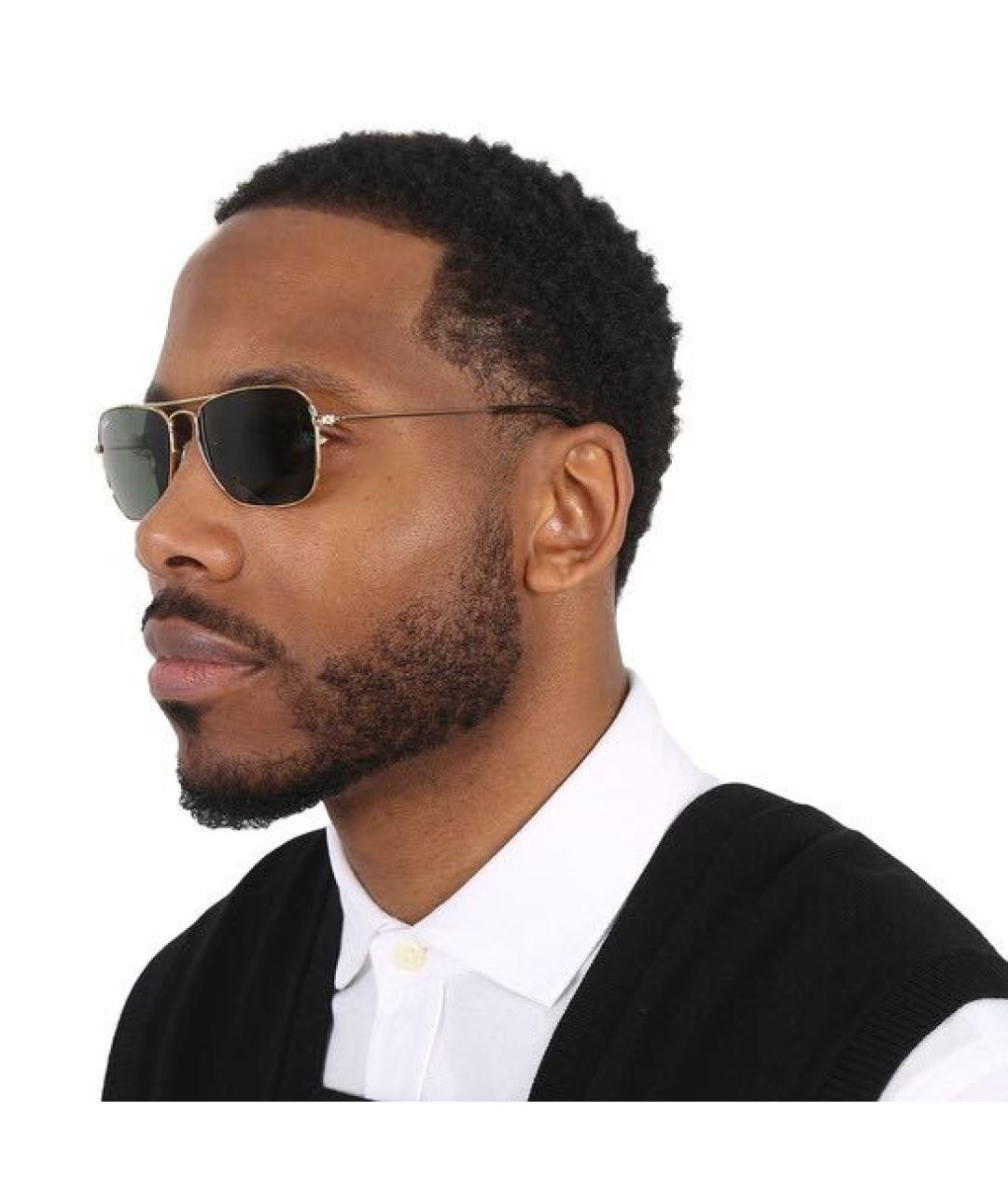 RAY BAN Золотые металлические солнцезащитные очки, фото 3