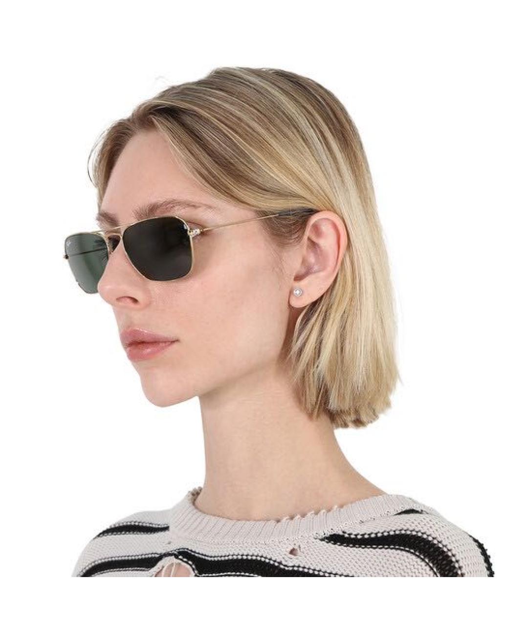 RAY BAN Золотые металлические солнцезащитные очки, фото 4