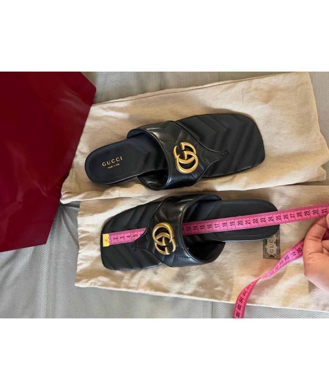GUCCI Черные кожаные шлепанцы, фото 4