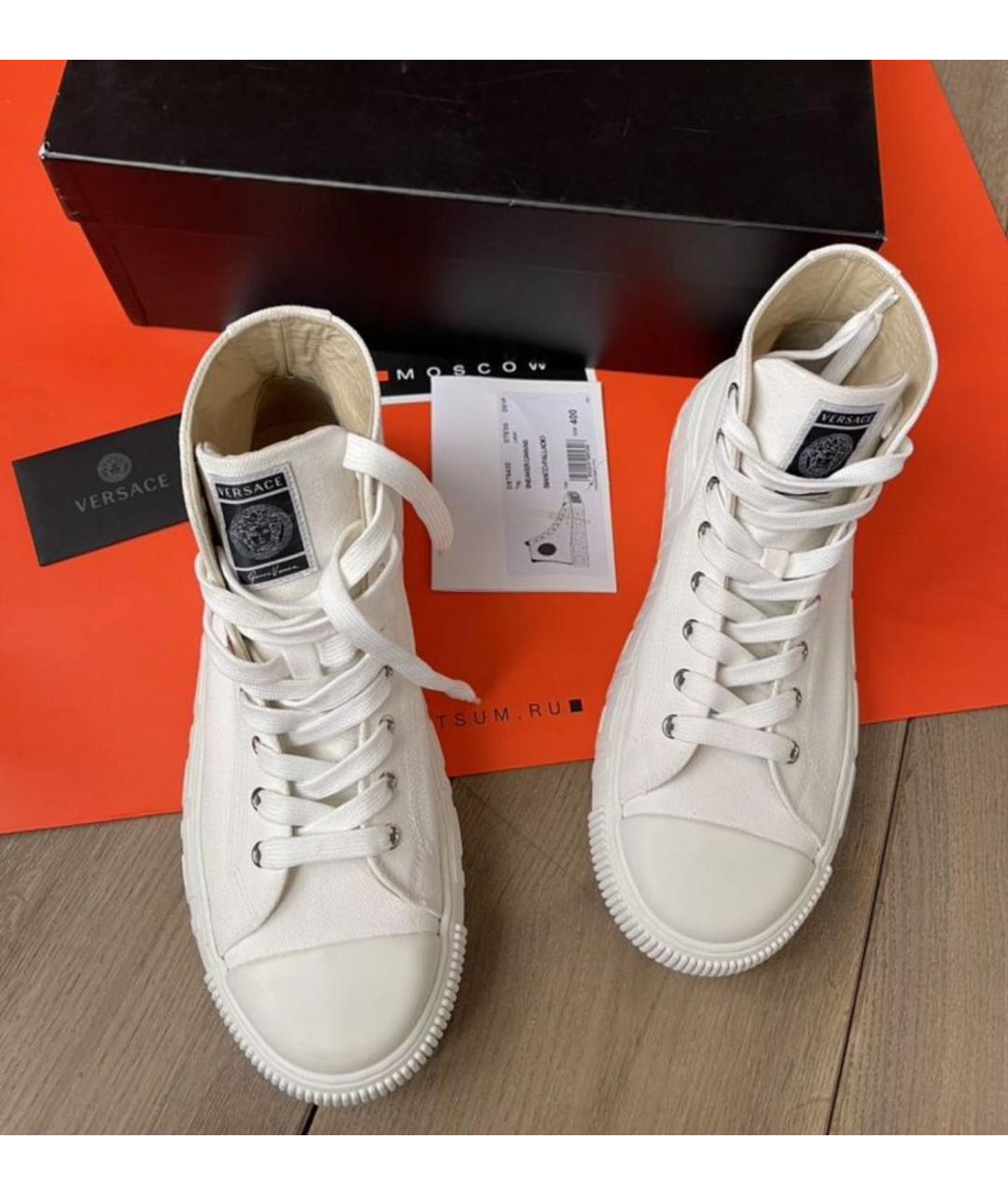 VERSACE Белые текстильные кеды, фото 3