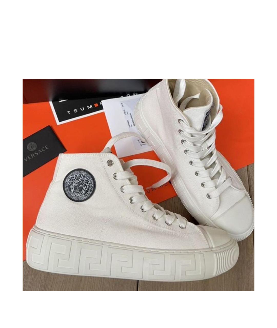 VERSACE Белые текстильные кеды, фото 10