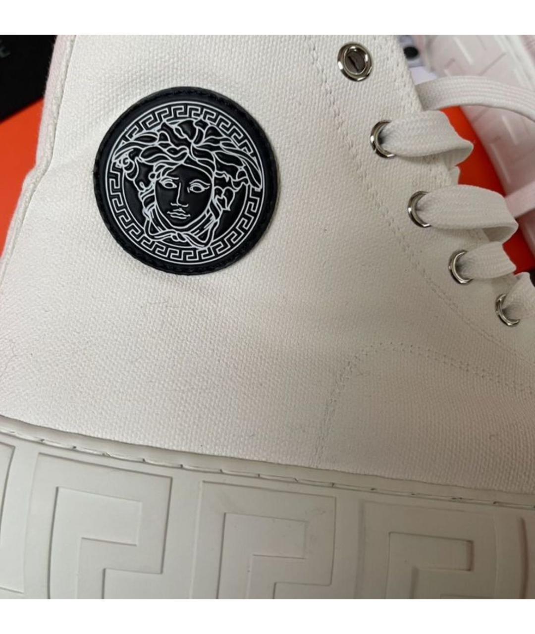 VERSACE Белые текстильные кеды, фото 8