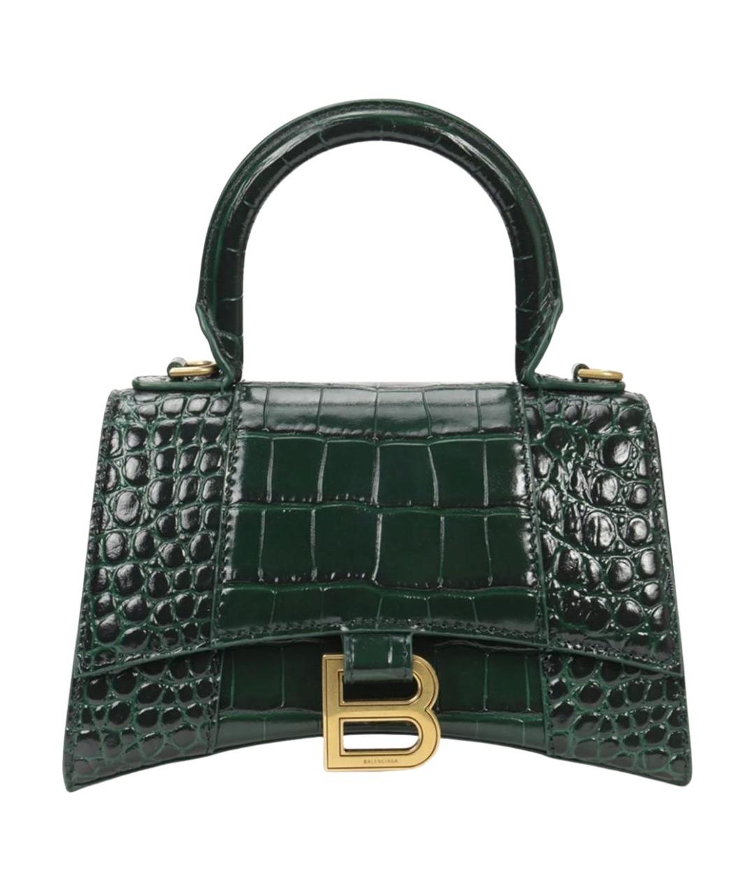 BALENCIAGA Зеленая сумка с короткими ручками из лакированной кожи, фото 1