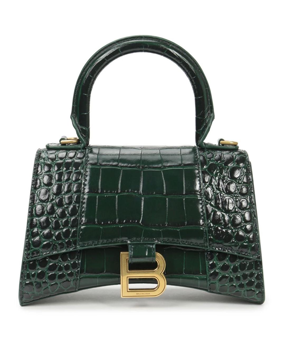 BALENCIAGA Зеленая сумка с короткими ручками из лакированной кожи, фото 5